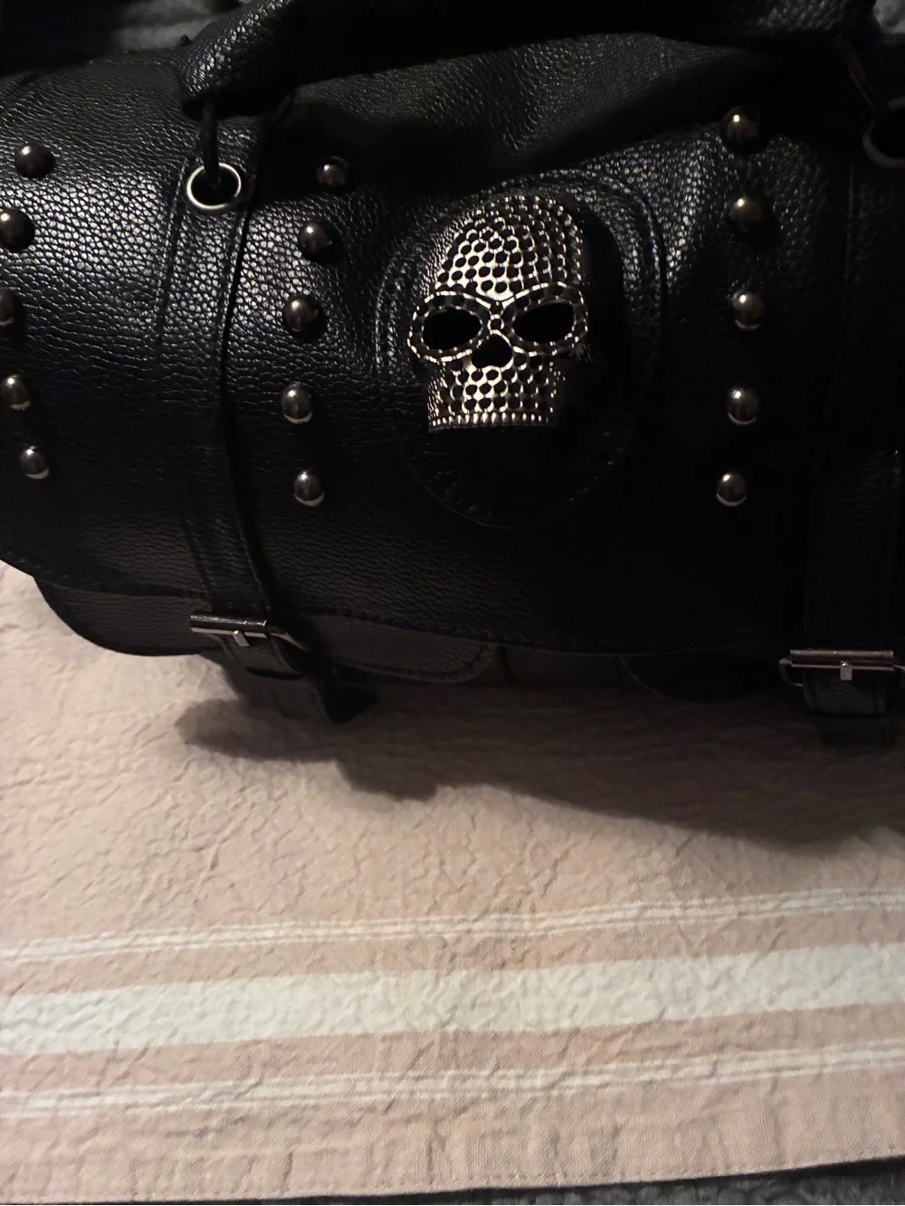 Black Men/ Women Skull Accent Messenger Bag